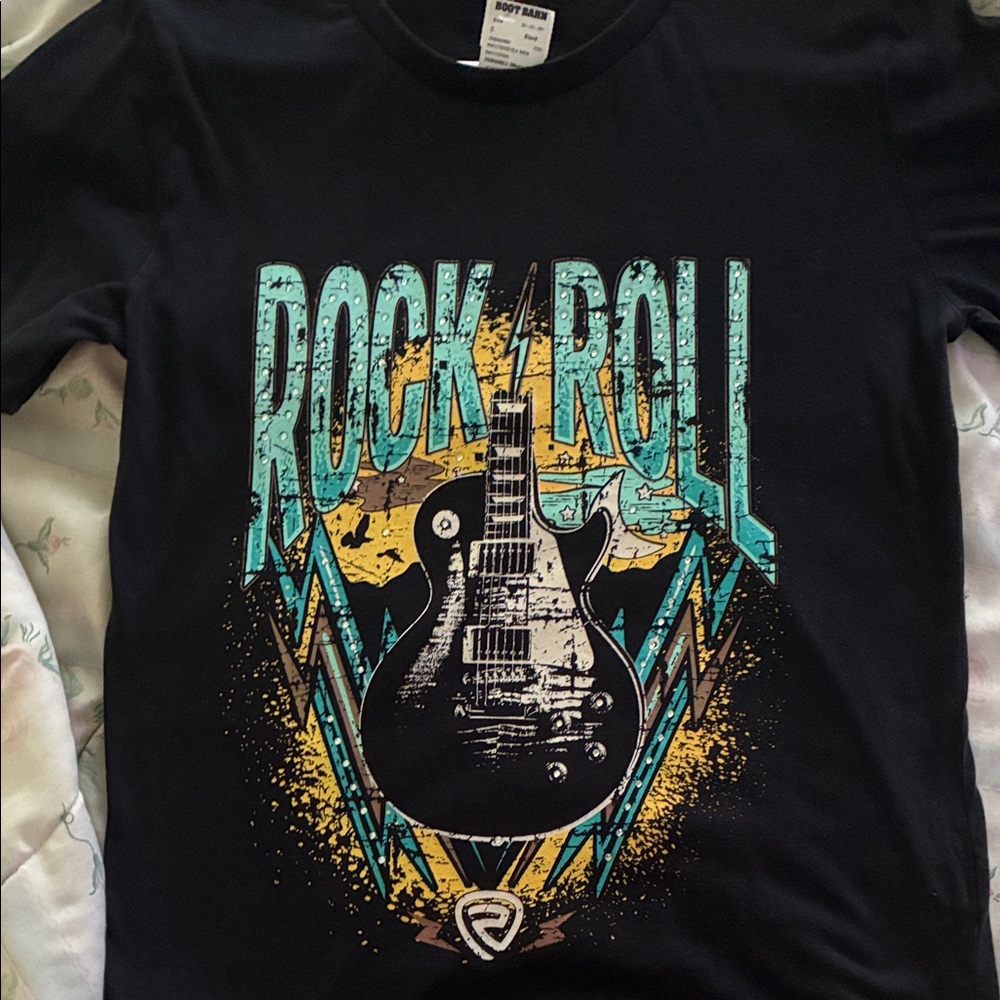 Rock & Roll Cowgirl Black Guitar Graphic Tee